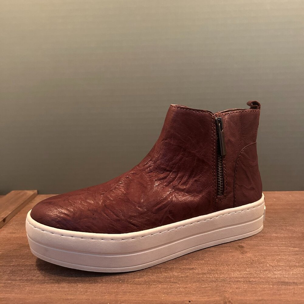 J Slides Mens Brown Leather Double Zip Boots Size 6.5M